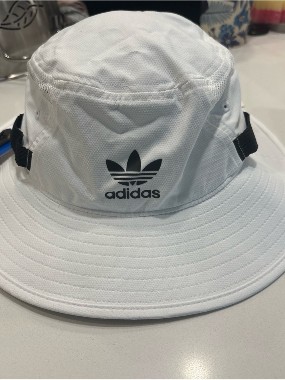 adidas White and Black Trefoil Bucket Hat for Men